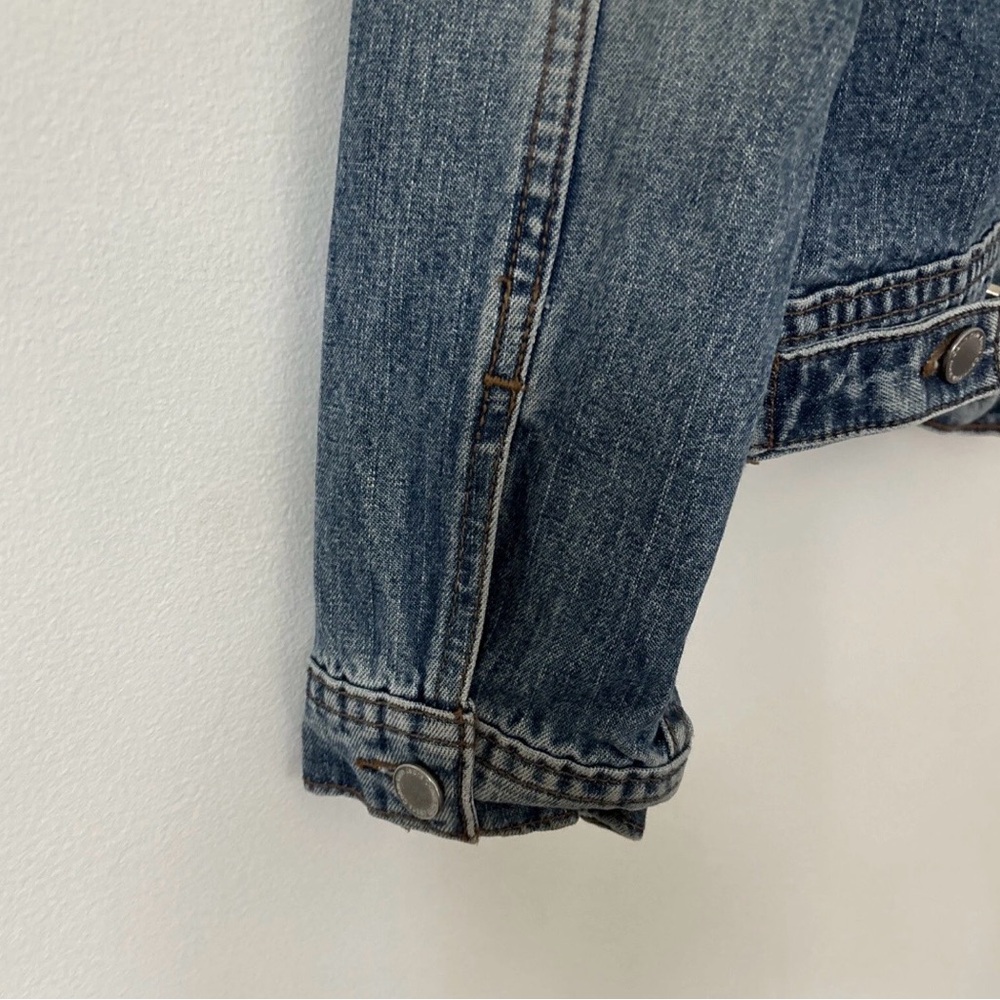 Denim Jacket with Red Lips Rolling Stones Graphic - Picture 7 of 11
